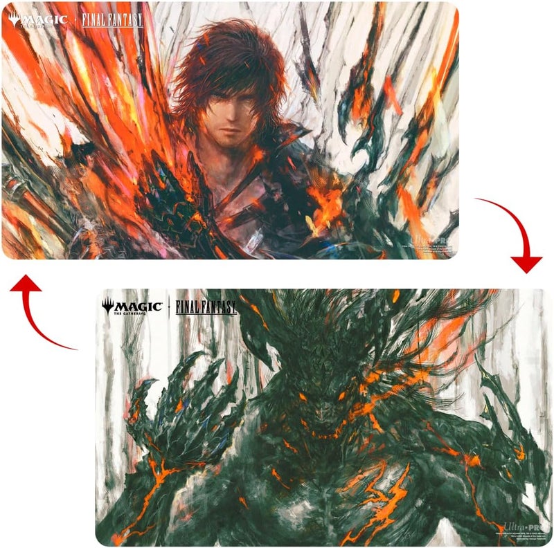 UltraPro - Final Fantasy x Universes Beyond Clive, First Shield of Rosaria/Summon Ifrit Double-Sided Playmat for Magic: The Gathering | Card Game Playmat, Final Fantasy Collectibles - Image 1